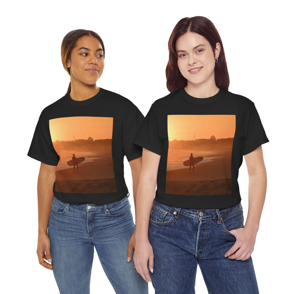 T-shirt unisexe en coton lourd Sunset Surf Vibes