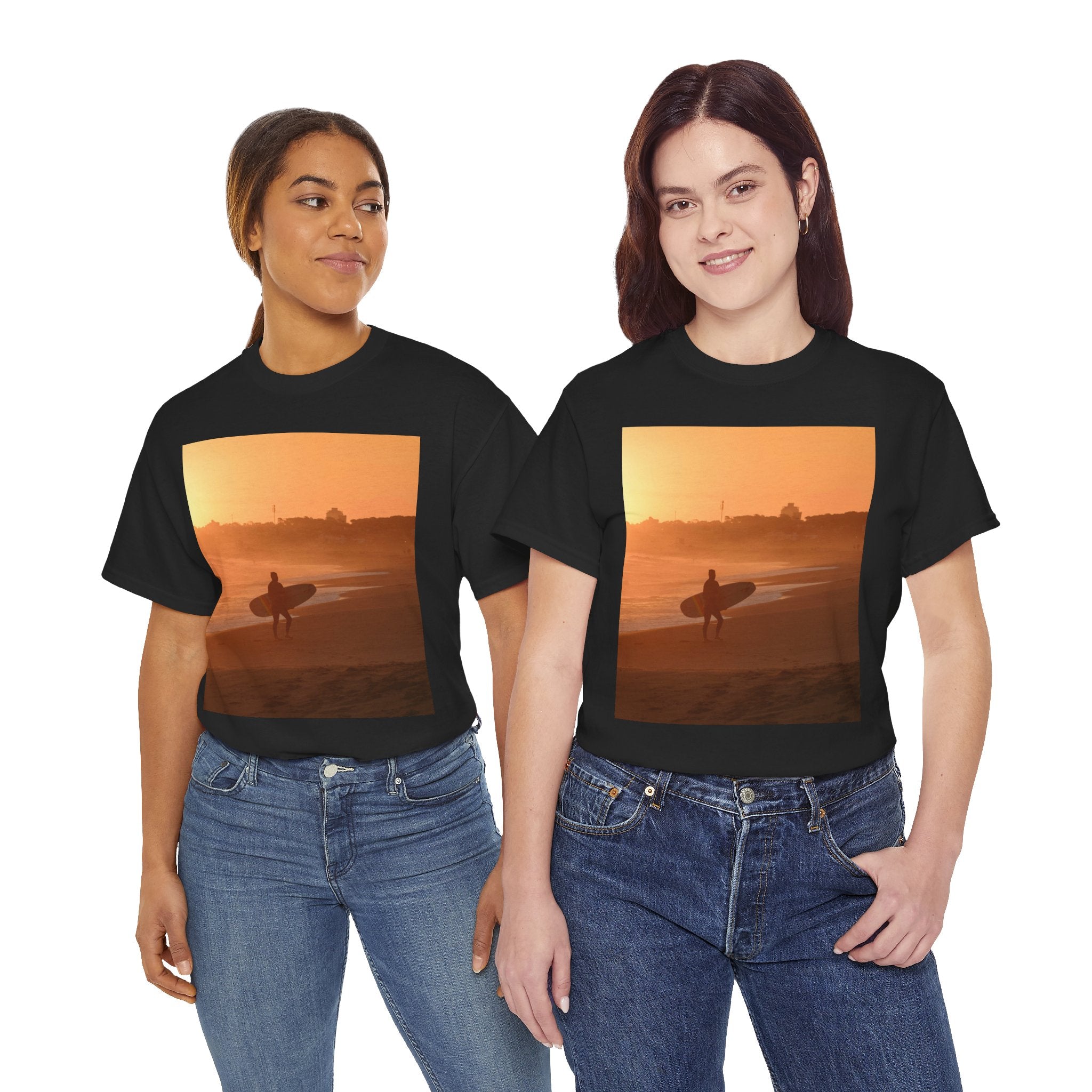 T-shirt unisexe en coton lourd Sunset Surf Vibes