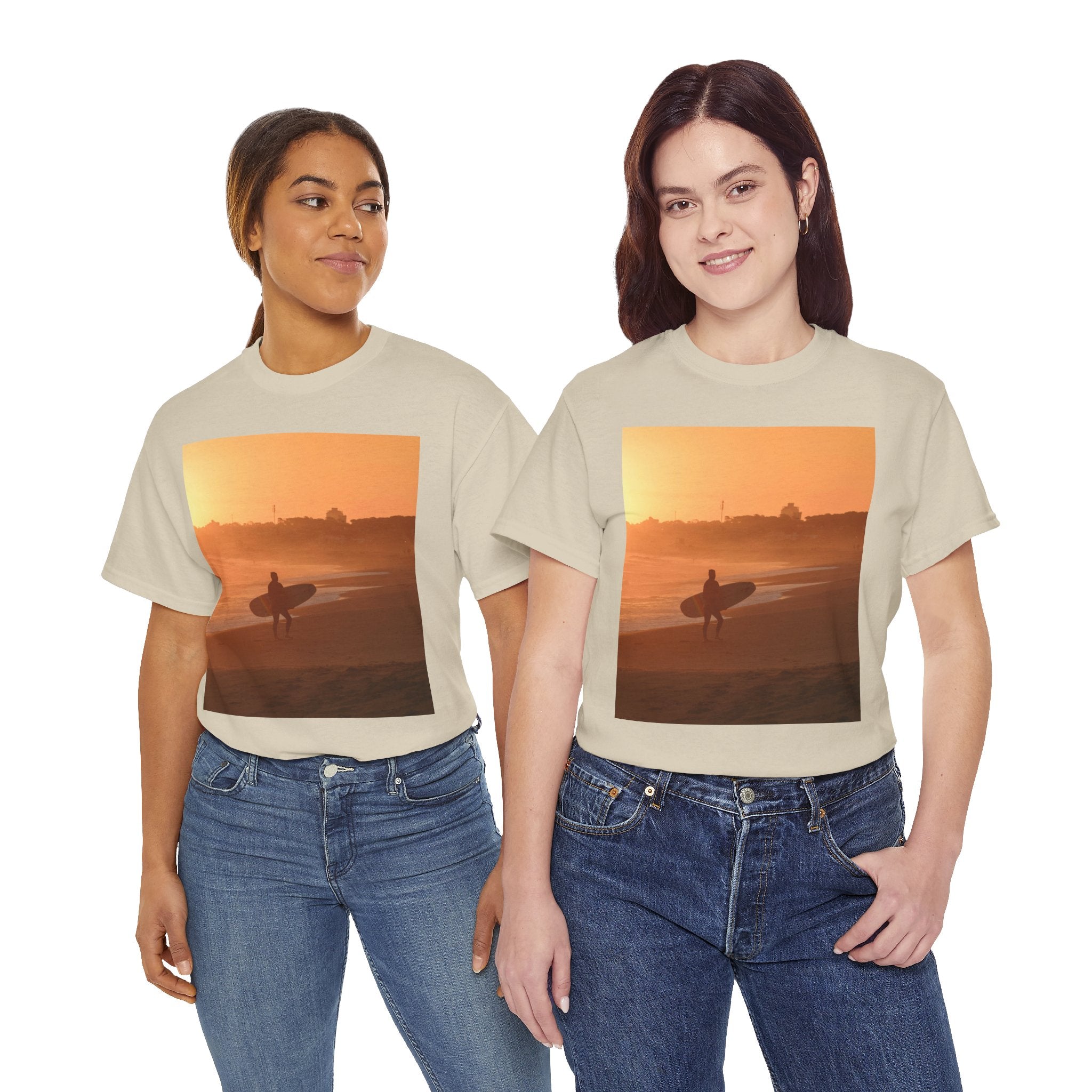T-shirt unisexe en coton lourd Sunset Surf Vibes