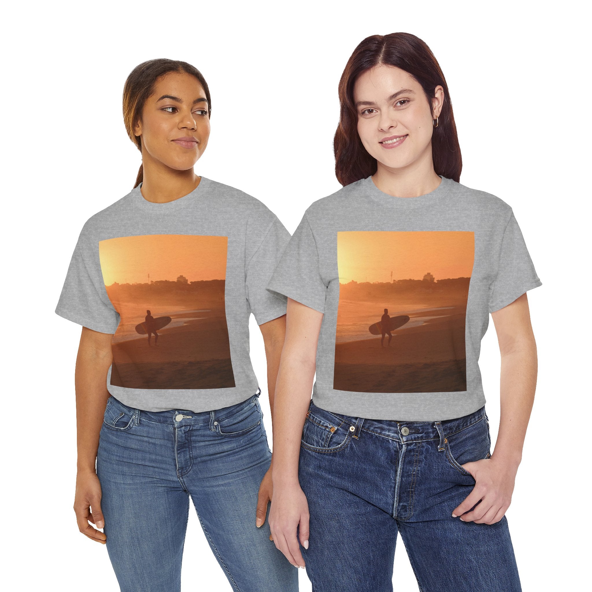 T-shirt unisexe en coton lourd Sunset Surf Vibes