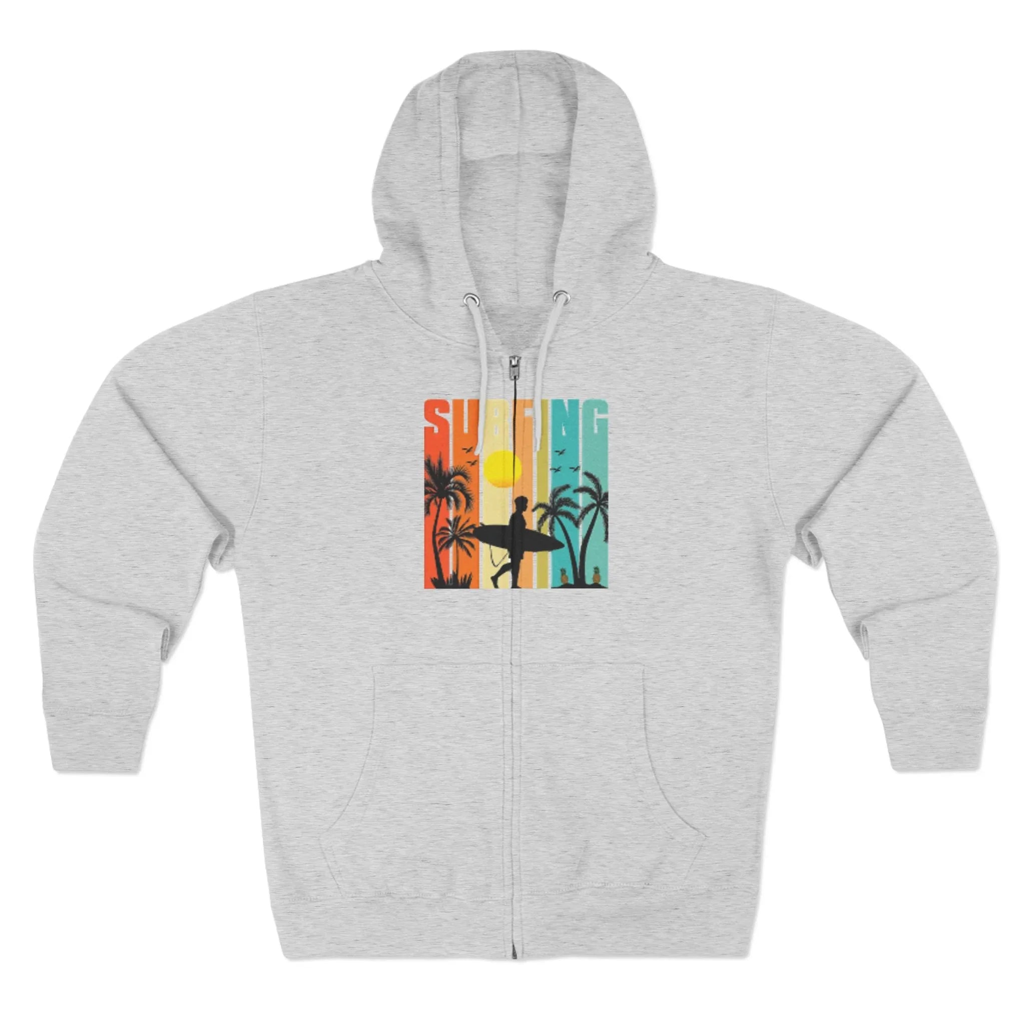 Sweat à capuche zippé de palmier de surf - Vintage Sunset Surf Graphic - MG Surf Wear