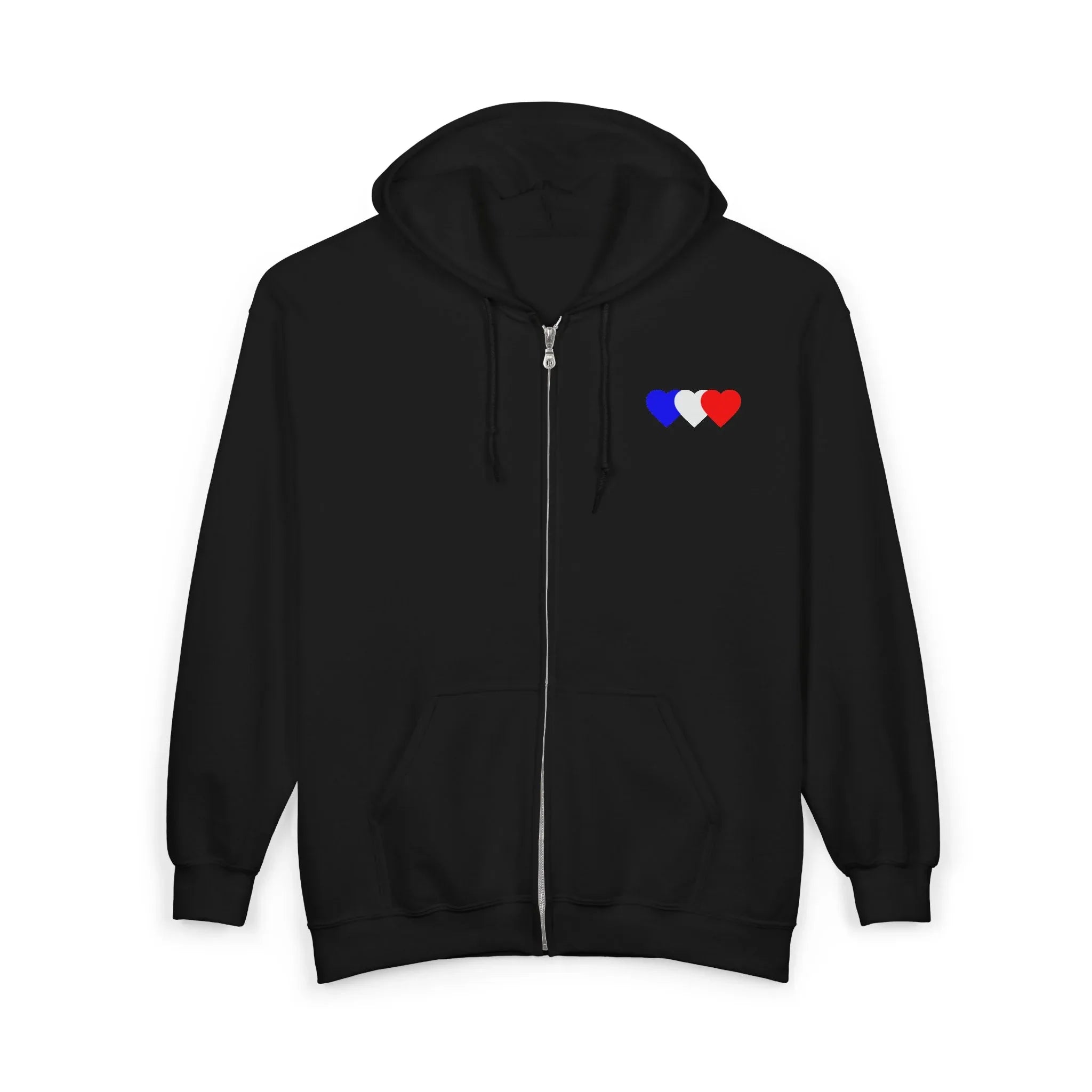 Sweat à capuche Zip - Design de poitrine Mini coeurs bleu, blanc ,rouge - MG Surf Wear