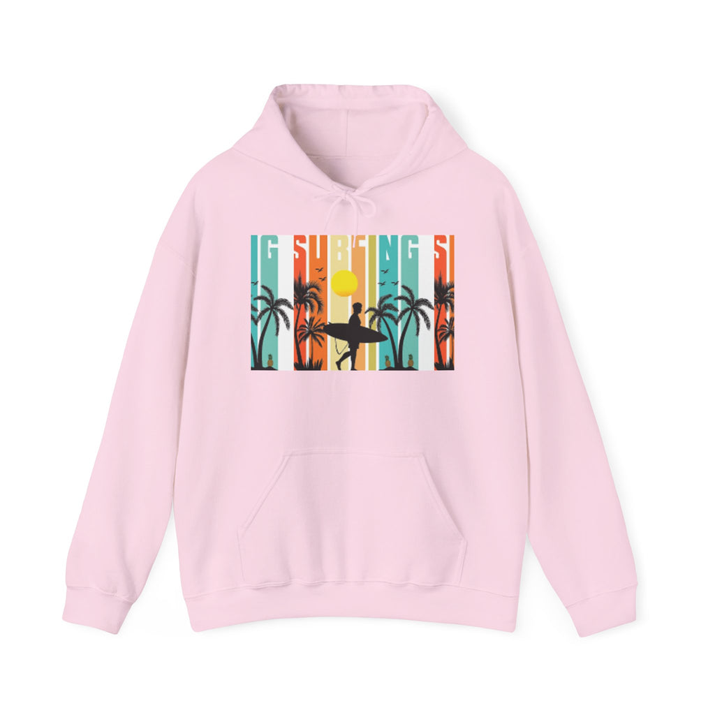 Sweat à capuche Surfer Sunset - Unisexe Heavy Blend™, Vêtements de surf, Ambiances de plage, Vêtements décontractés cool, Garde-robe d'été, Cadeau pour surfeurs