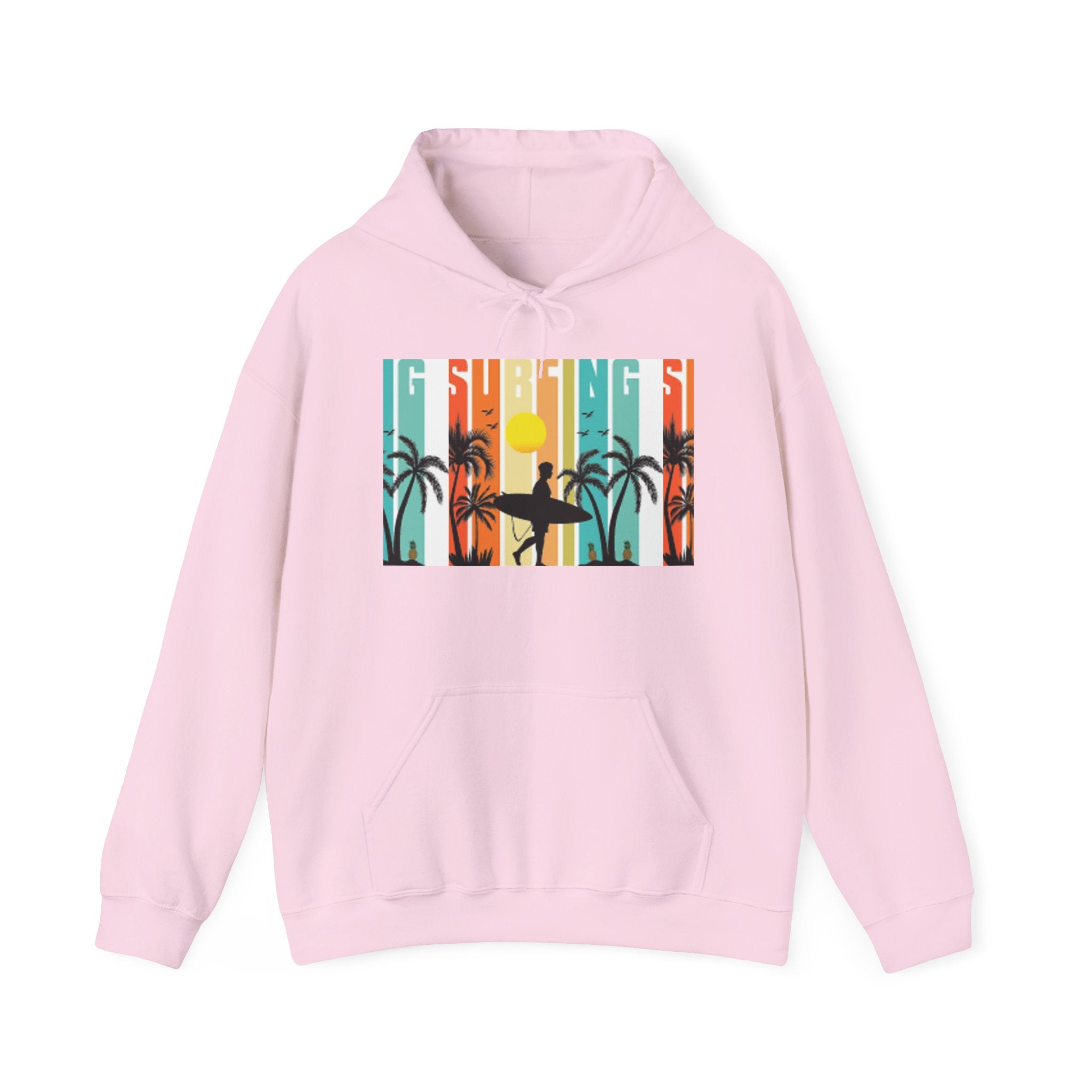 Sweat à capuche Surfer Sunset - Unisexe Heavy Blend™, Vêtements de surf, Ambiances de plage, Vêtements décontractés cool, Garde-robe d'été, Cadeau pour surfeurs