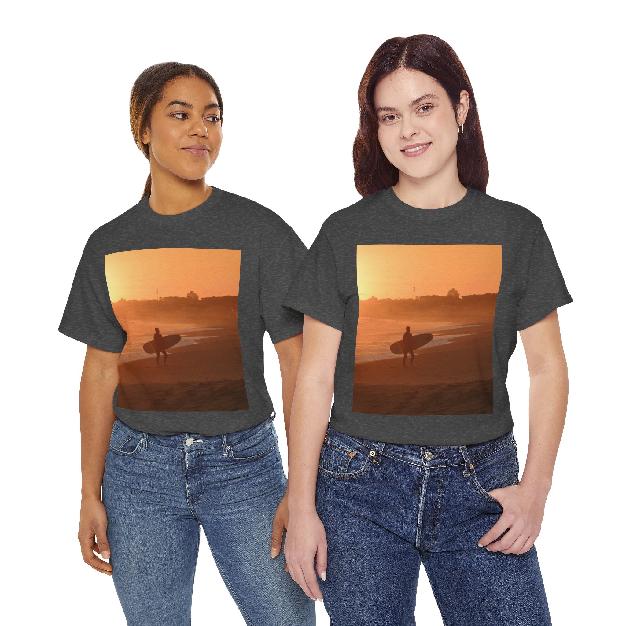 T-shirt unisexe en coton lourd Sunset Surf Vibes