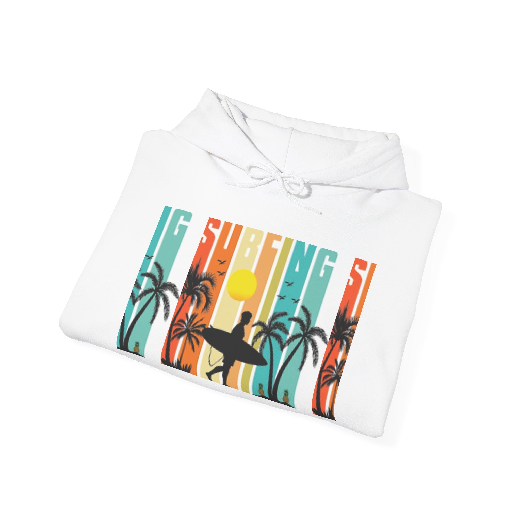 Sweat à capuche Surfer Sunset - Unisexe Heavy Blend™, Vêtements de surf, Ambiances de plage, Vêtements décontractés cool, Garde-robe d'été, Cadeau pour surfeurs