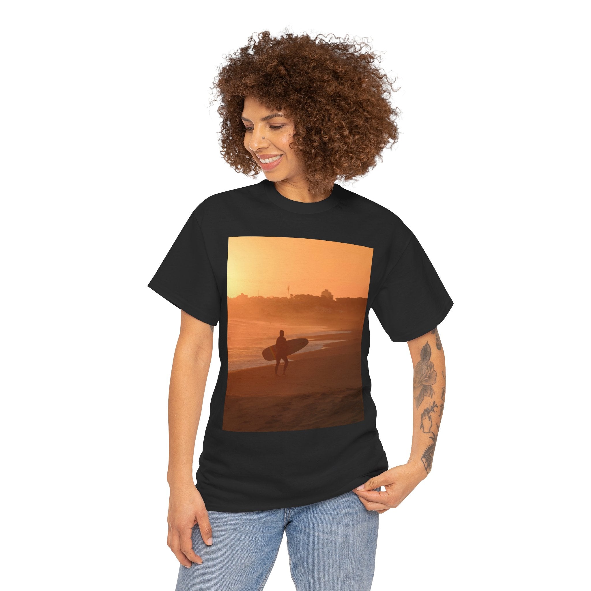 T-shirt unisexe en coton lourd Sunset Surf Vibes