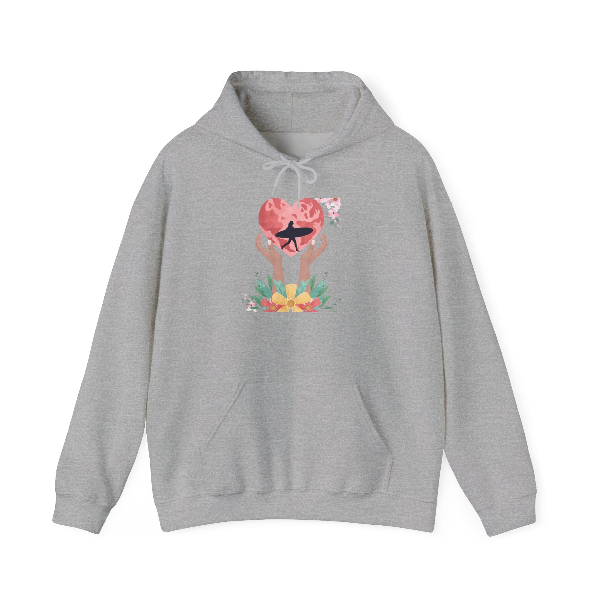 Sweat à capuche Heart Hands - Sweat-shirt unisexe en mélange lourd, cadeau confortable pour les couples, vêtements de la Saint-Valentin, vêtements décontractés sur le thème de l'amour