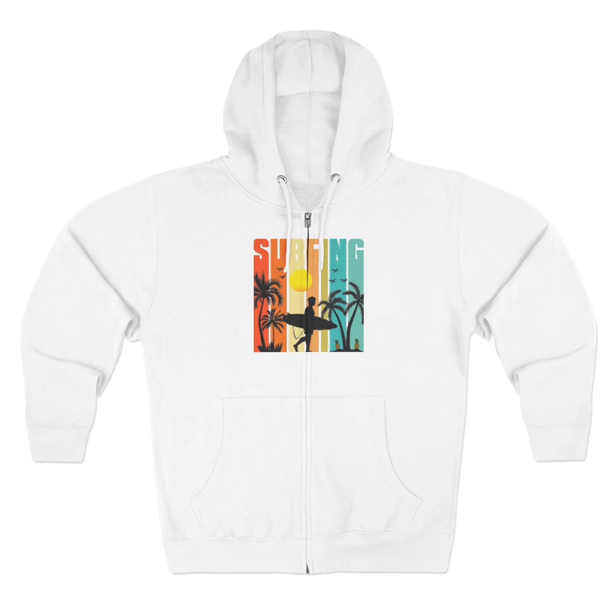 Sweat à capuche zippé de palmier de surf - Vintage Sunset Surf Graphic - MG Surf Wear