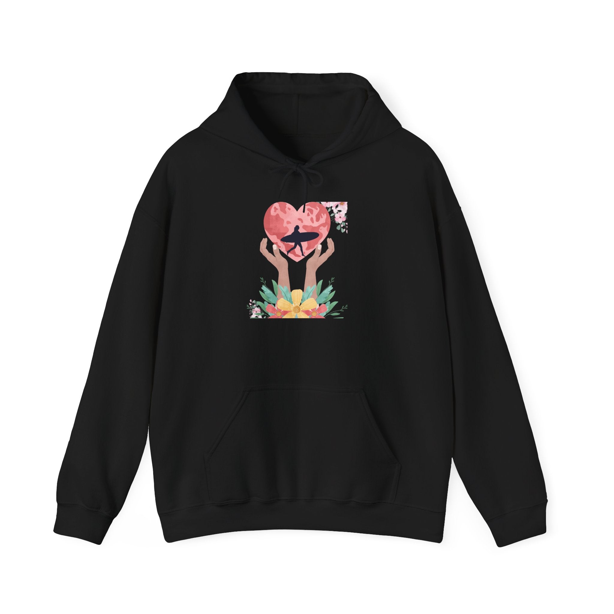 Sweat à capuche Heart Hands - Sweat-shirt unisexe en mélange lourd, cadeau confortable pour les couples, vêtements de la Saint-Valentin, vêtements décontractés sur le thème de l'amour