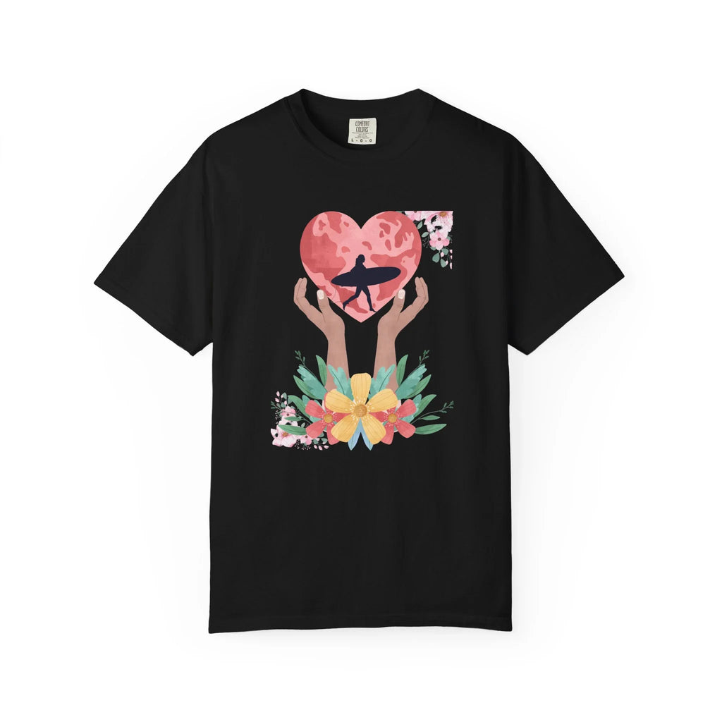 Heart &amp; Hands T-Shirt, Unisex Tees, Artsy Graphic T-Shirt, Floral Print Top, Perfect Gift for Nature Lovers, Ideal for Events &amp; Gatherings