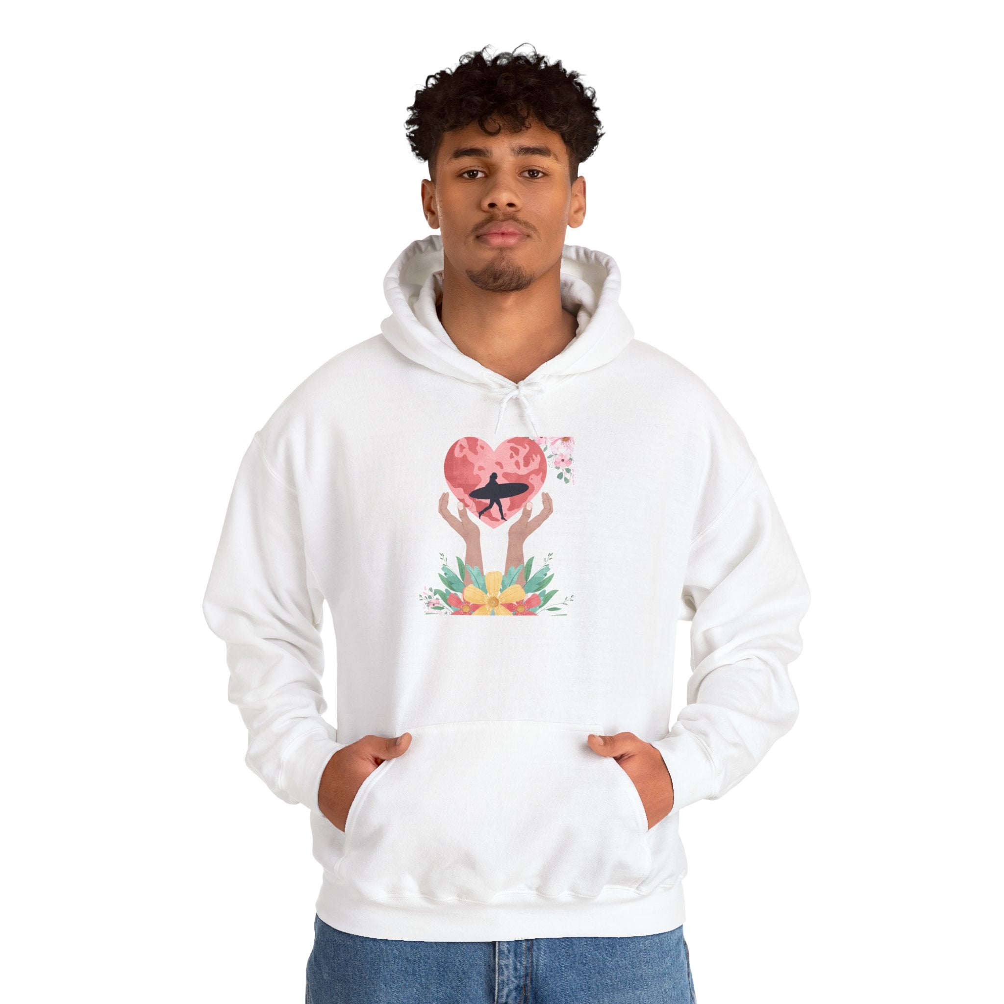 Sweat à capuche Heart Hands - Sweat-shirt unisexe en mélange lourd, cadeau confortable pour les couples, vêtements de la Saint-Valentin, vêtements décontractés sur le thème de l'amour